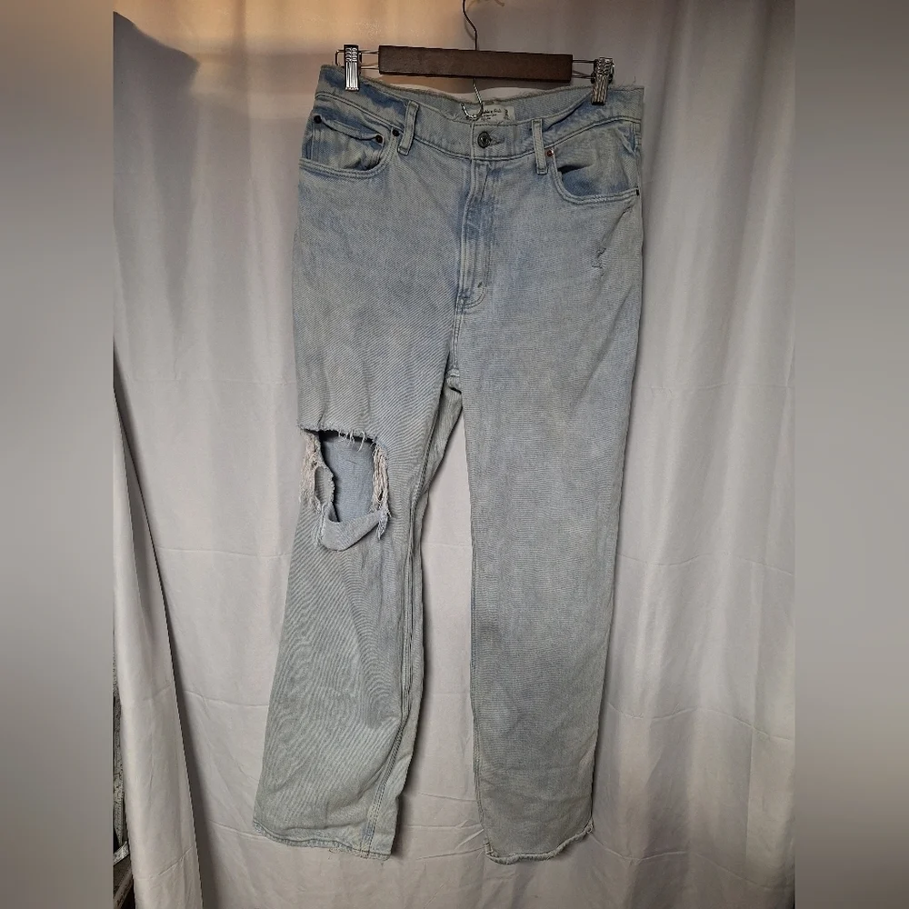 Abercrombie & Fitch Light Blue High Rise Distressed Jeans